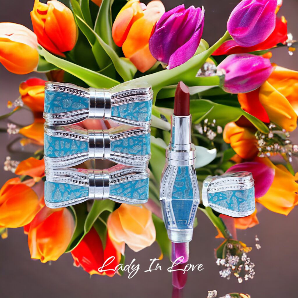 Colorful bow tie set with floral background and tulips.